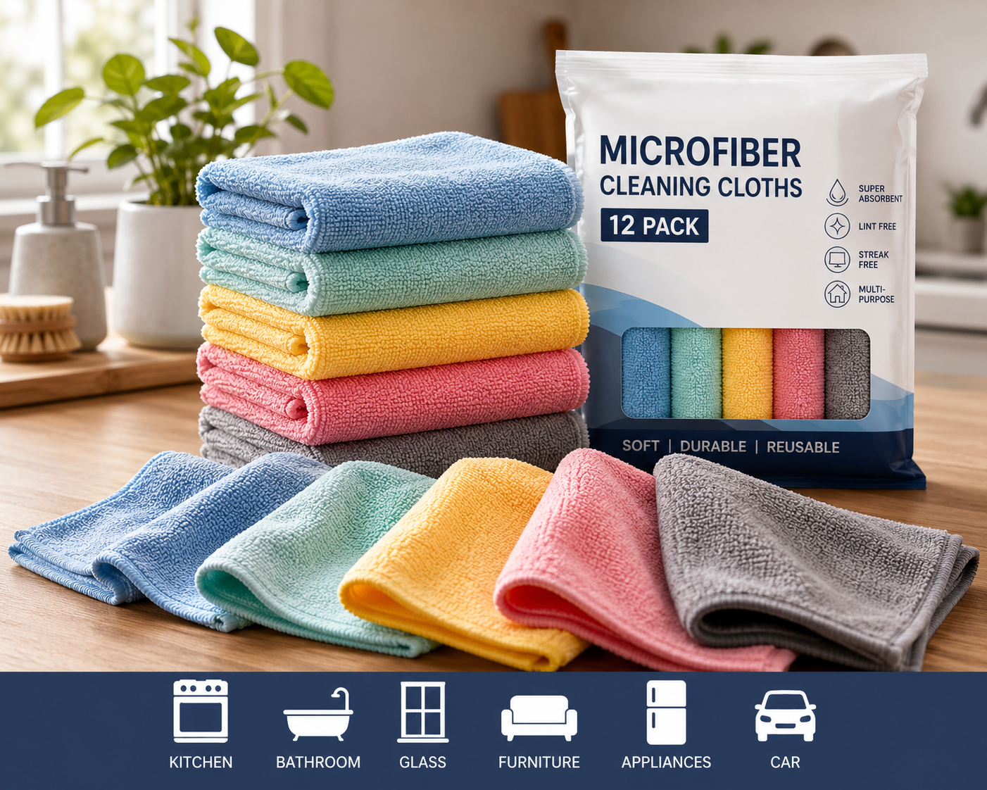 Microfiber Cleaning Cloths 12 Pack
