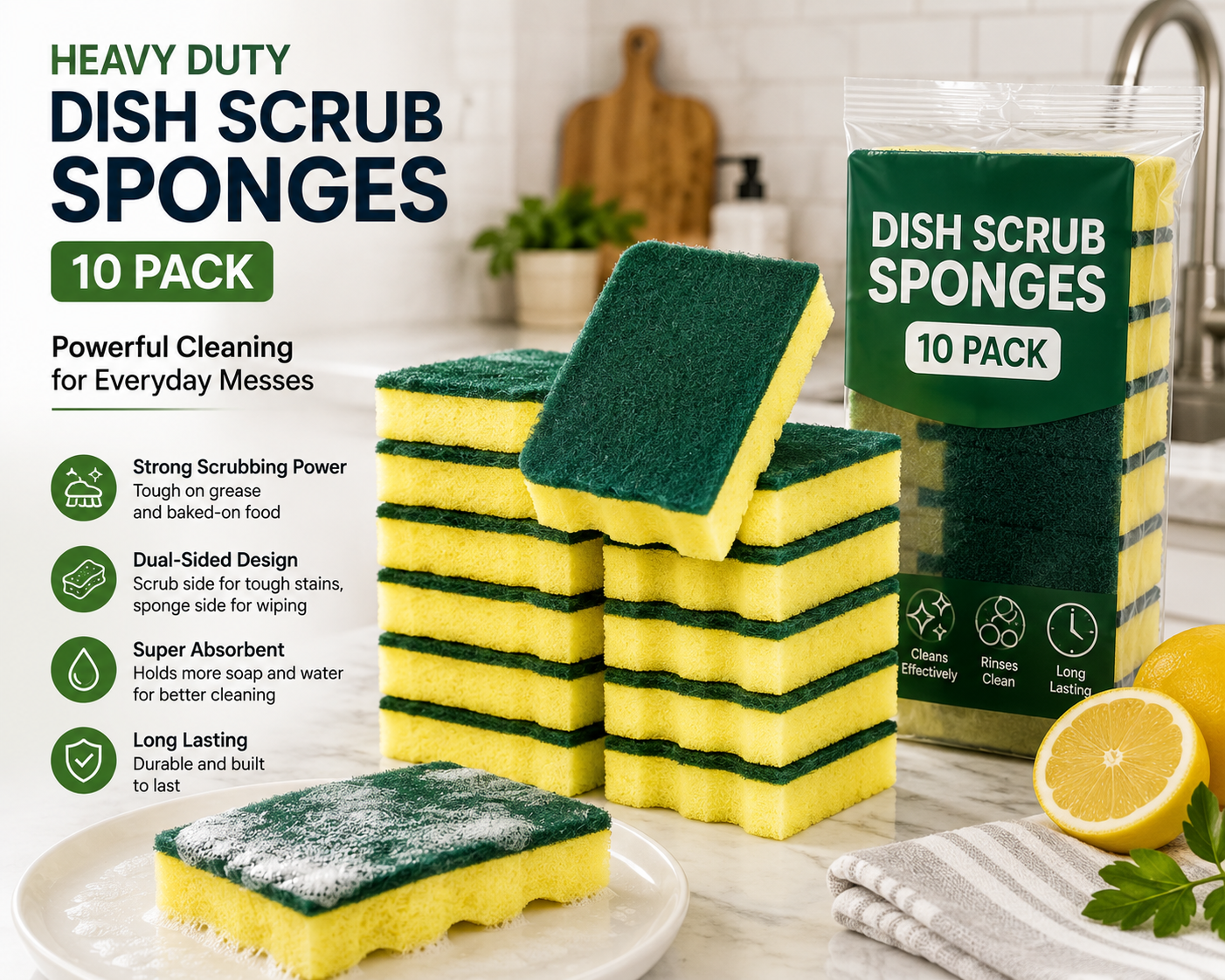 Dish Scrub Sponge 10 Pack