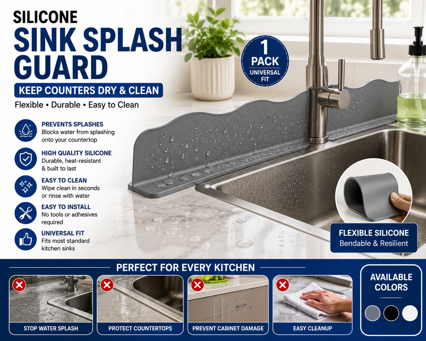Silicone Sink Splash Guard