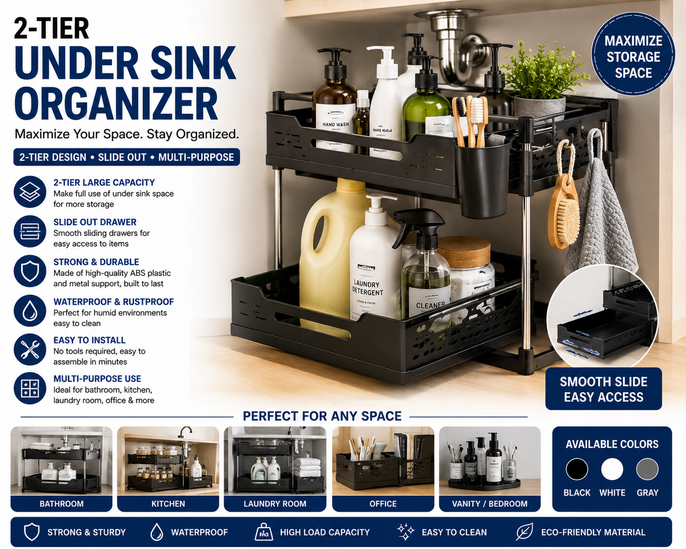 Two-Tier Under-Sink Organizer Ad