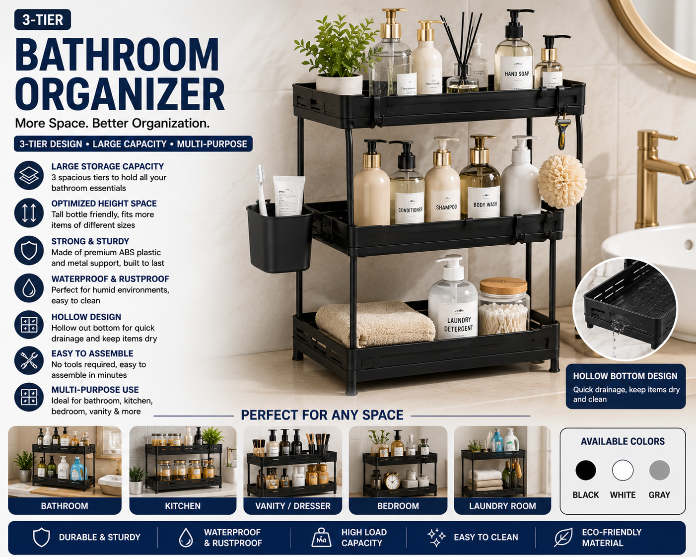 Bathroom Organizer 3-Tier