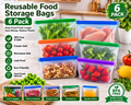Reusable Food Storage Bags 6 Pack